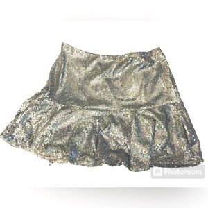 Pants Store  sequin Mini skirt size large silver holographic